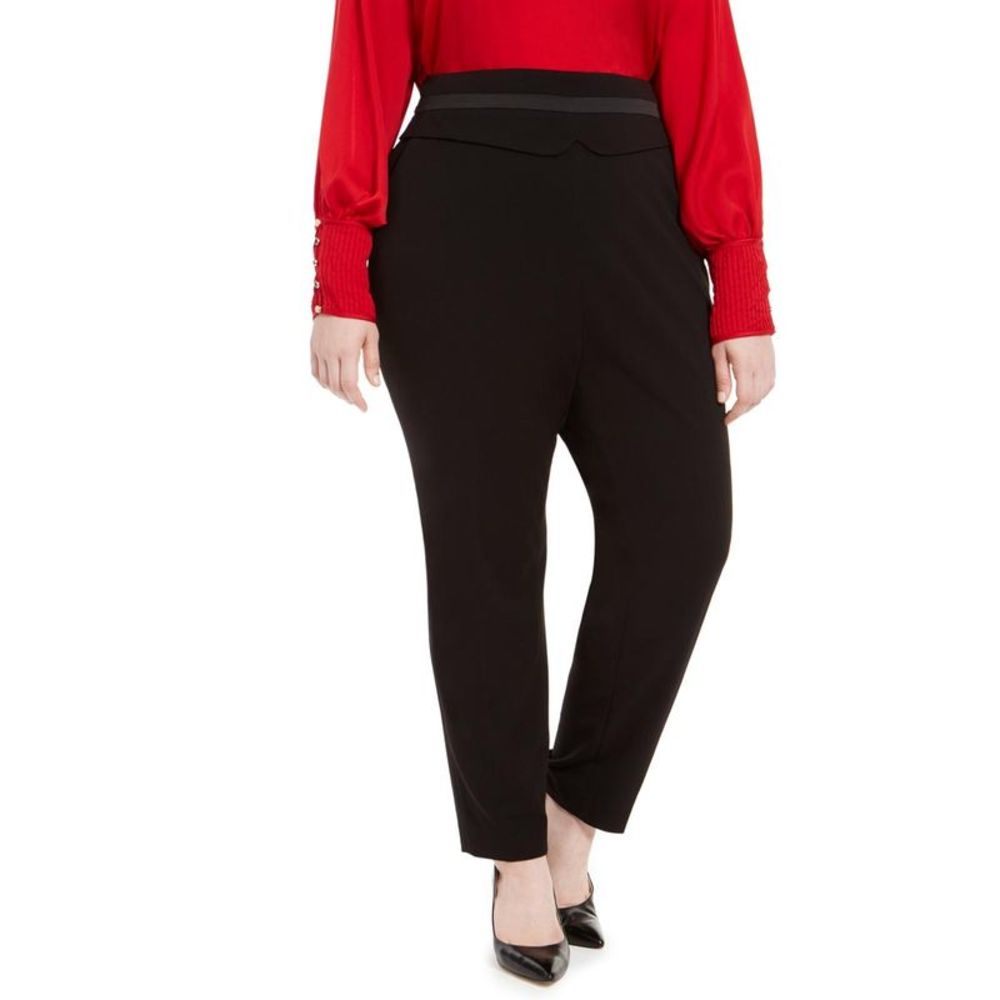 Calvin Klein Womens Black High-Waist Professional Tuxedo Pant Plus NWT